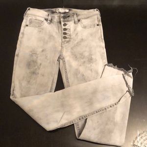 Free People Grey Button Fly Jeans
